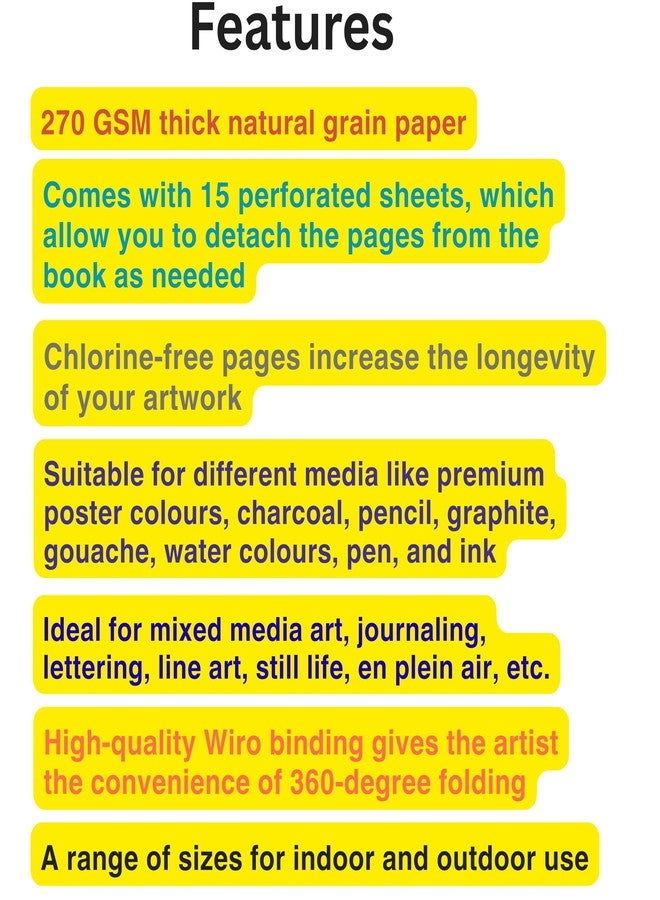 كاميل دفتر رسم حلزوني للفنان كاميل كاميلين كوكويو، مقاس A5، 270 غرام/متر مربع، غير سام، مجموعة أنابيب ألوان مائية للفنان كاميل، 24 لونًا، 5 مل، WCT245 - Image 2